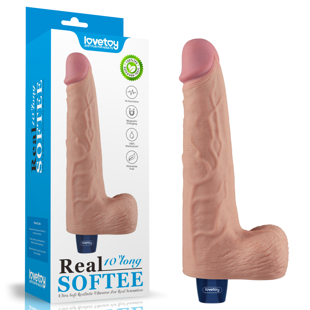 10 REAL SOFTEE Rechargeable Vibrating Dildo Flesh